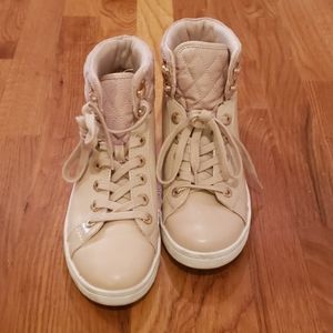 Aldo beige quilted high top sneakers